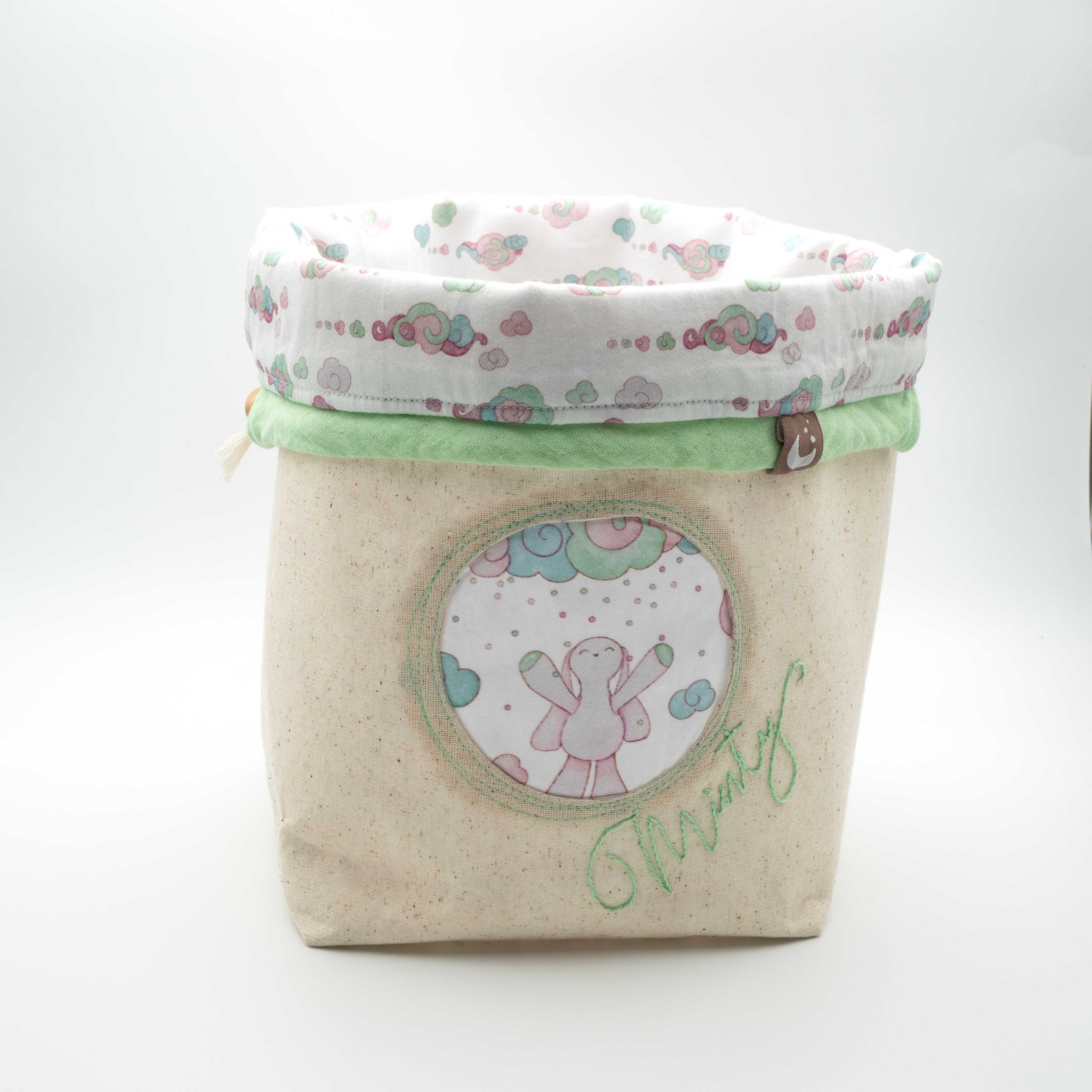 Minty Pinky Fabric Storage Baskets