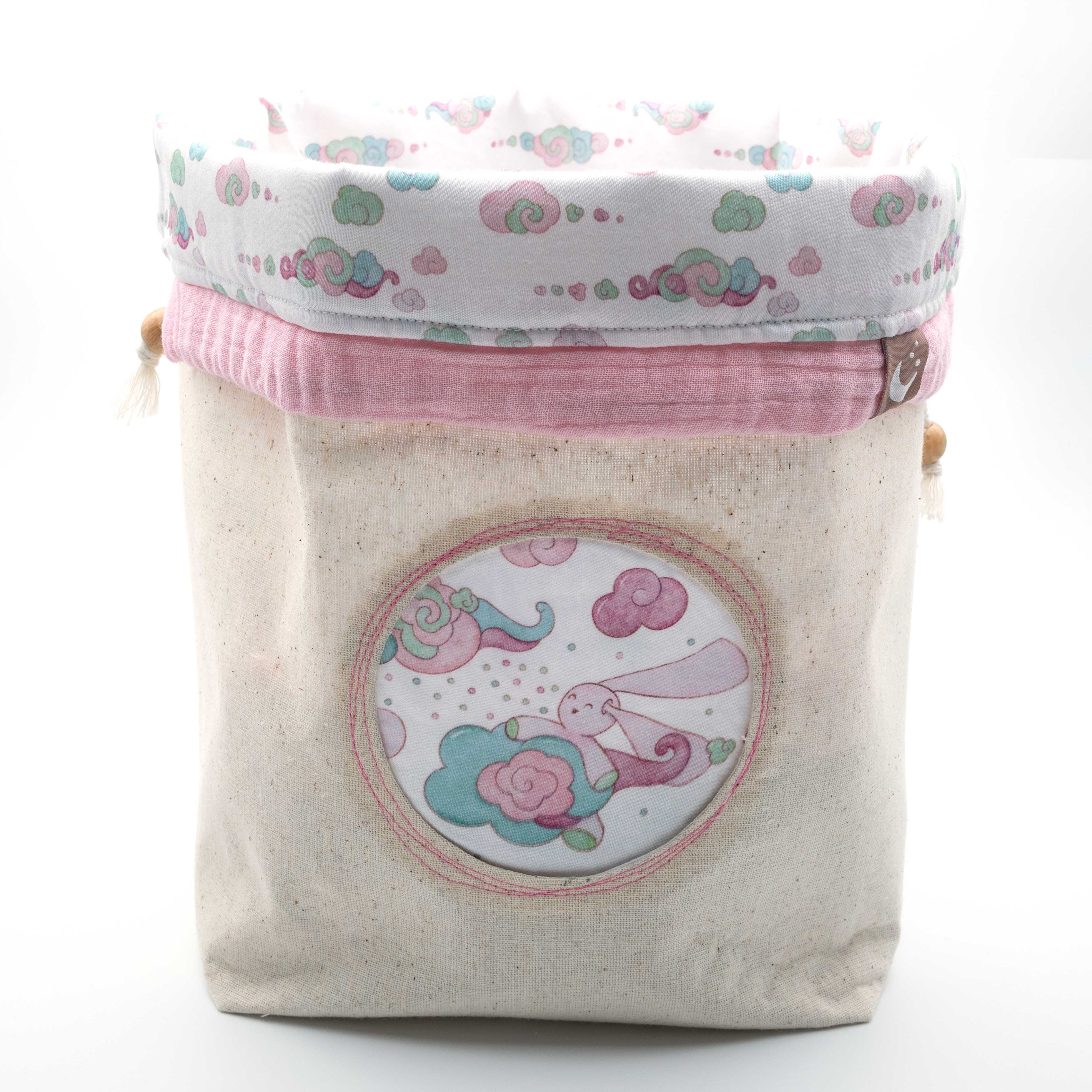 Minty Pinky Fabric Storage Baskets