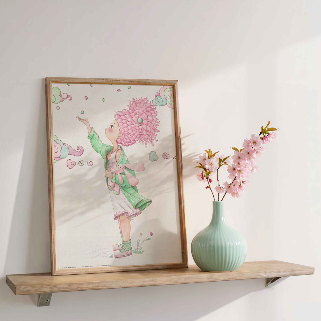 Curly Girl Poster. Pinky &amp; the Clouds — Printable Wall Art for Kids Room