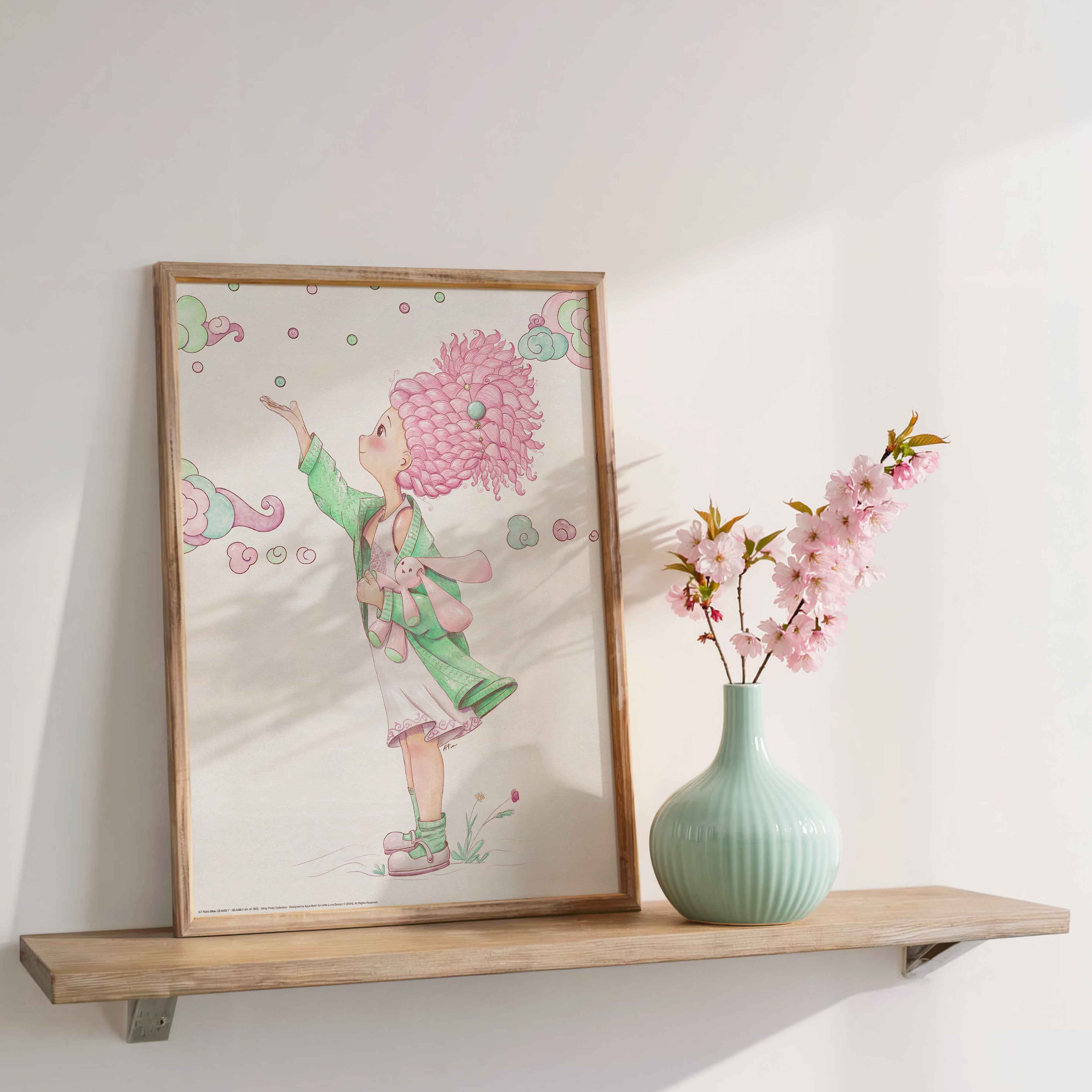 Curly Girl Poster. Pinky &amp; the Clouds — Printable Wall Art for Kids Room