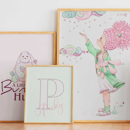 Curly Girl Poster. Pinky &amp; the Clouds — Printable Wall Art for Kids Room