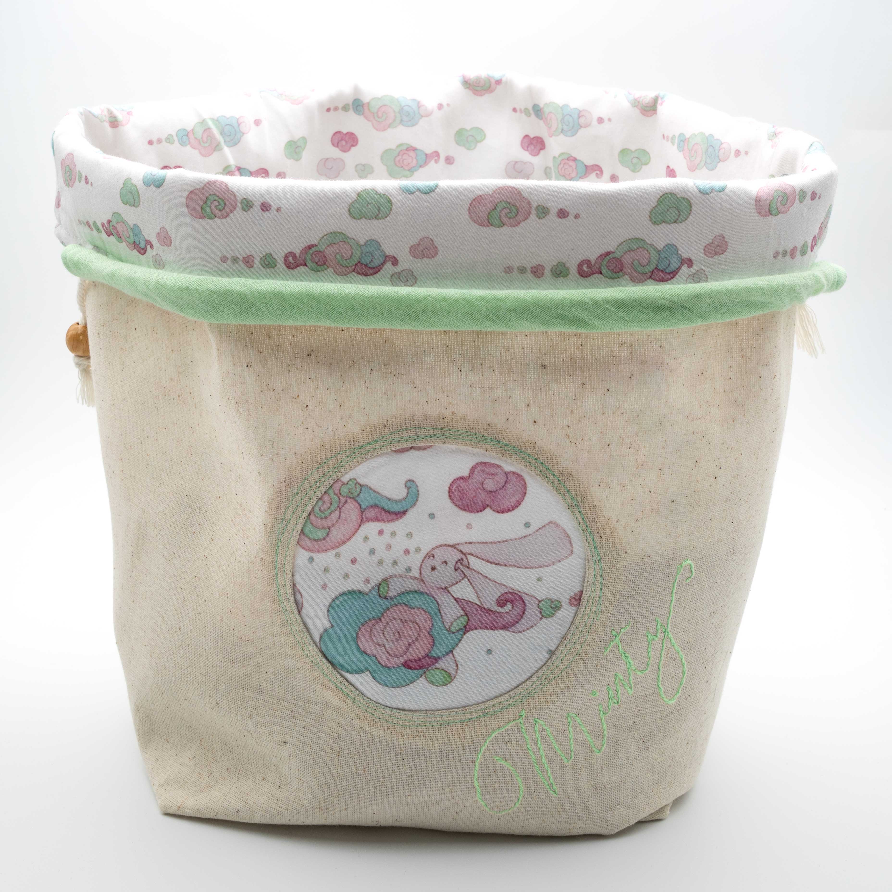 Minty Pinky Fabric Storage Baskets
