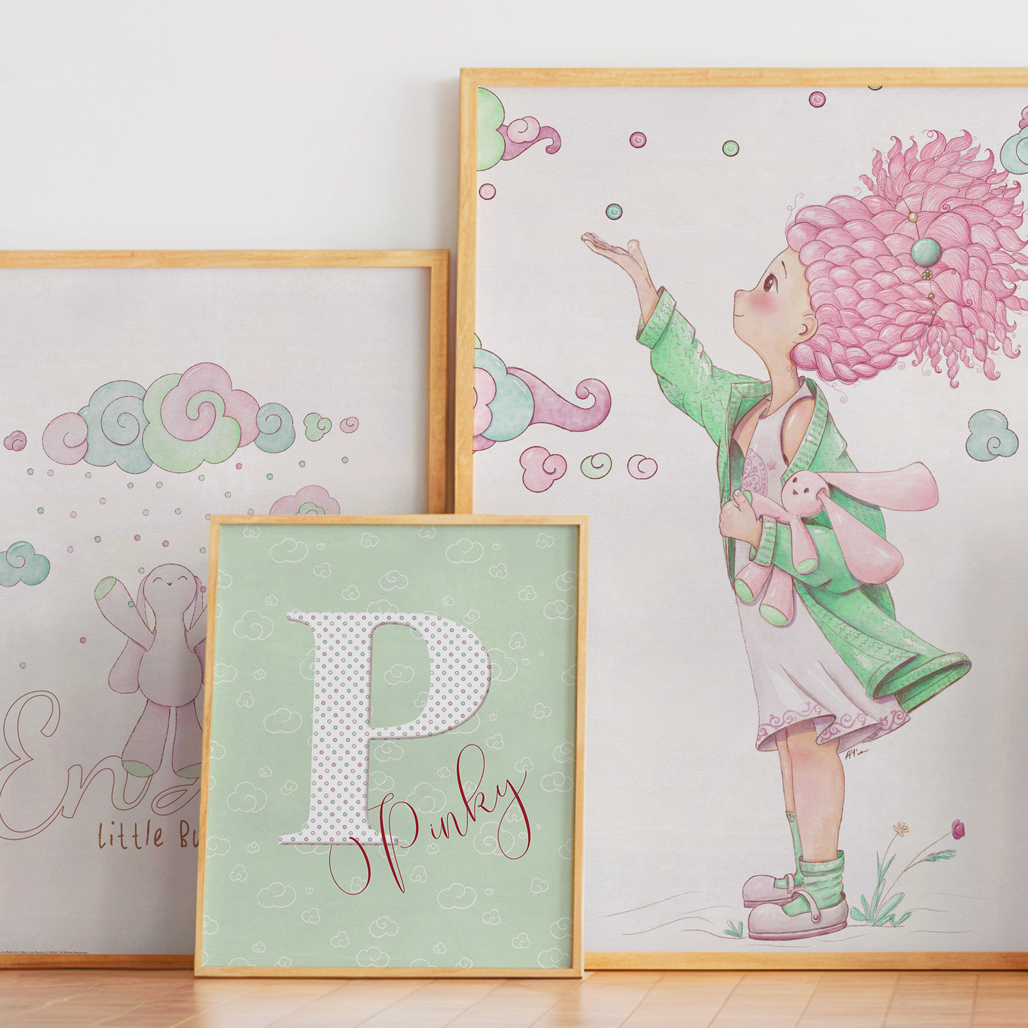 Curly Girl Poster. Pinky &amp; the Clouds — Printable Wall Art for Kids Room