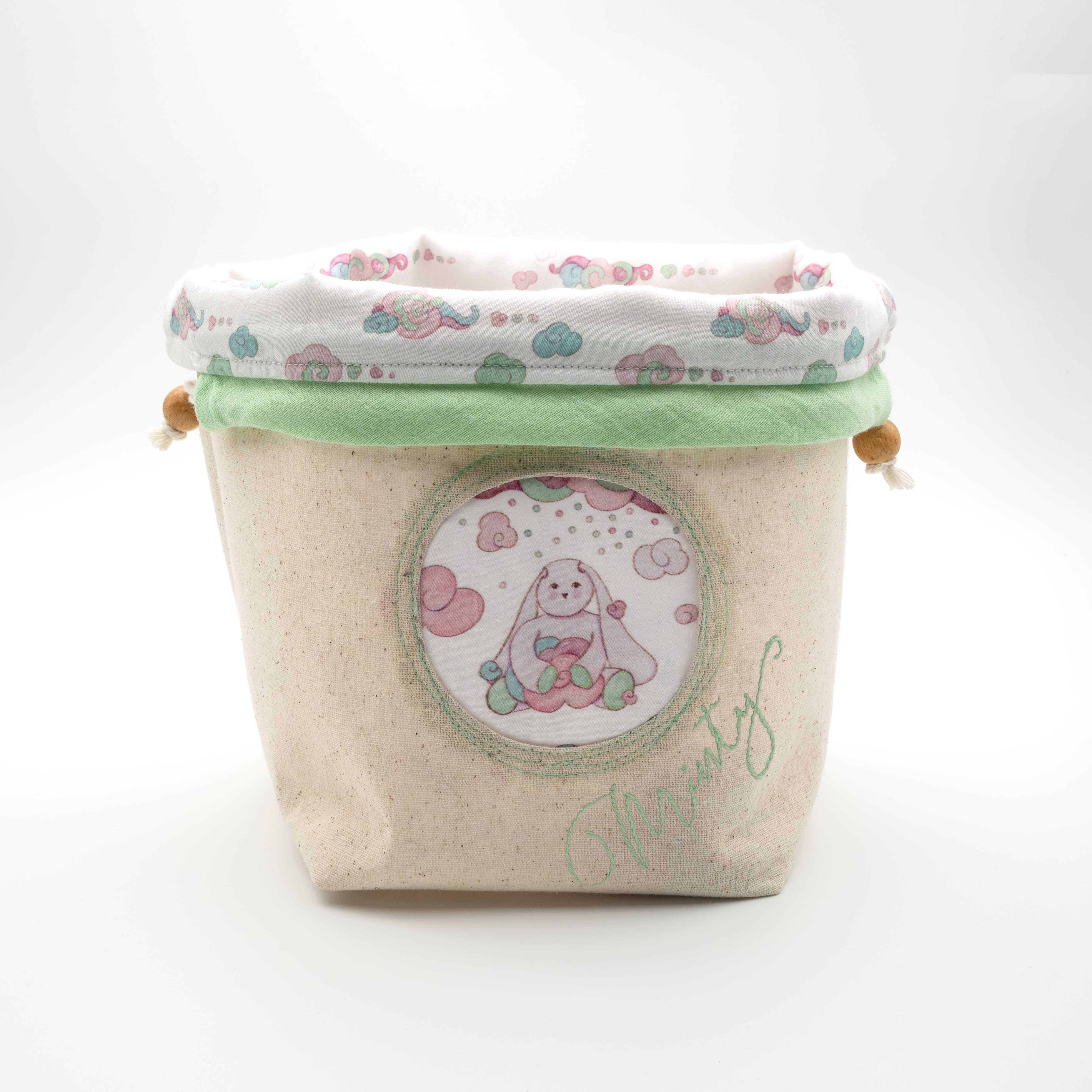 Minty Pinky Fabric Storage Baskets
