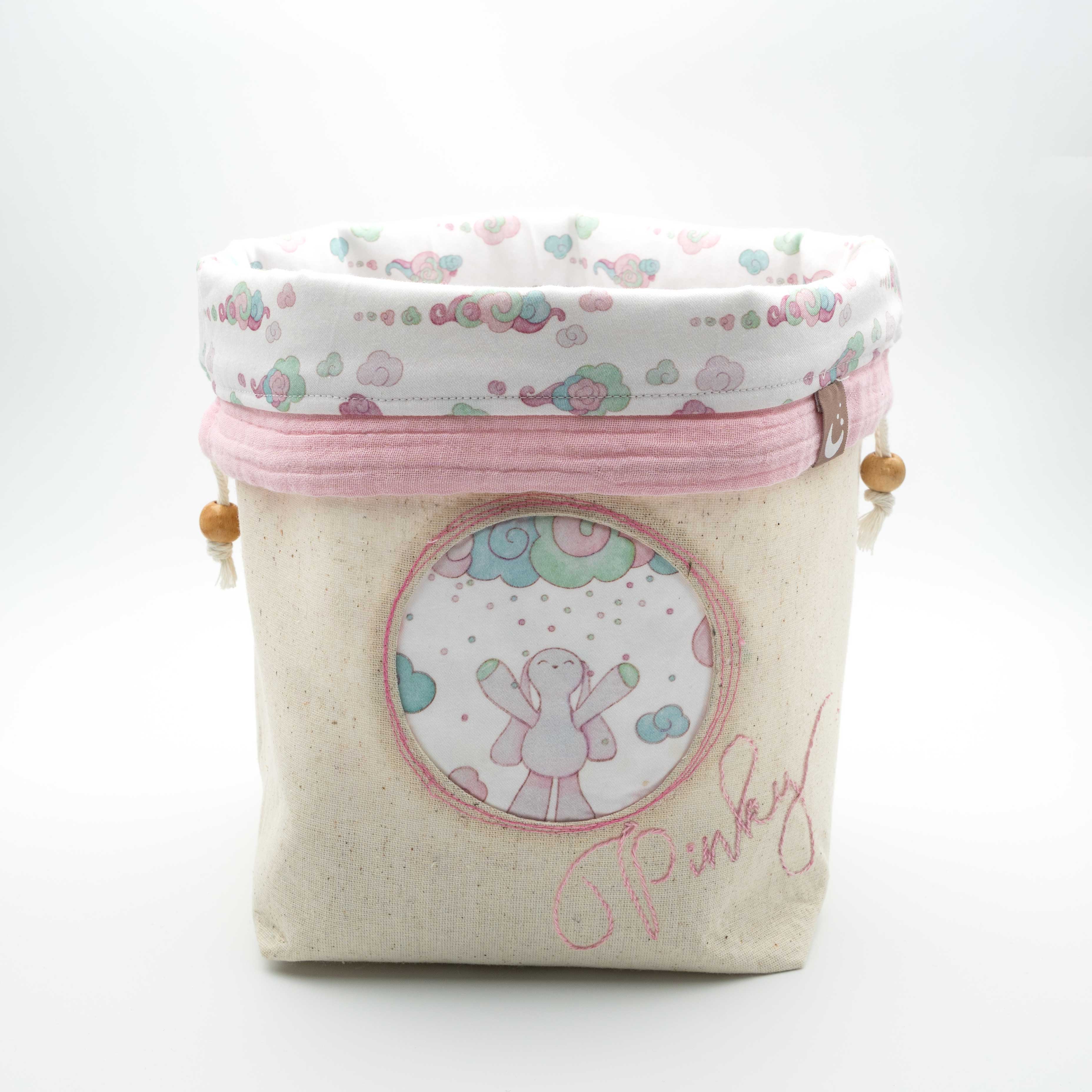 Minty Pinky Fabric Storage Baskets