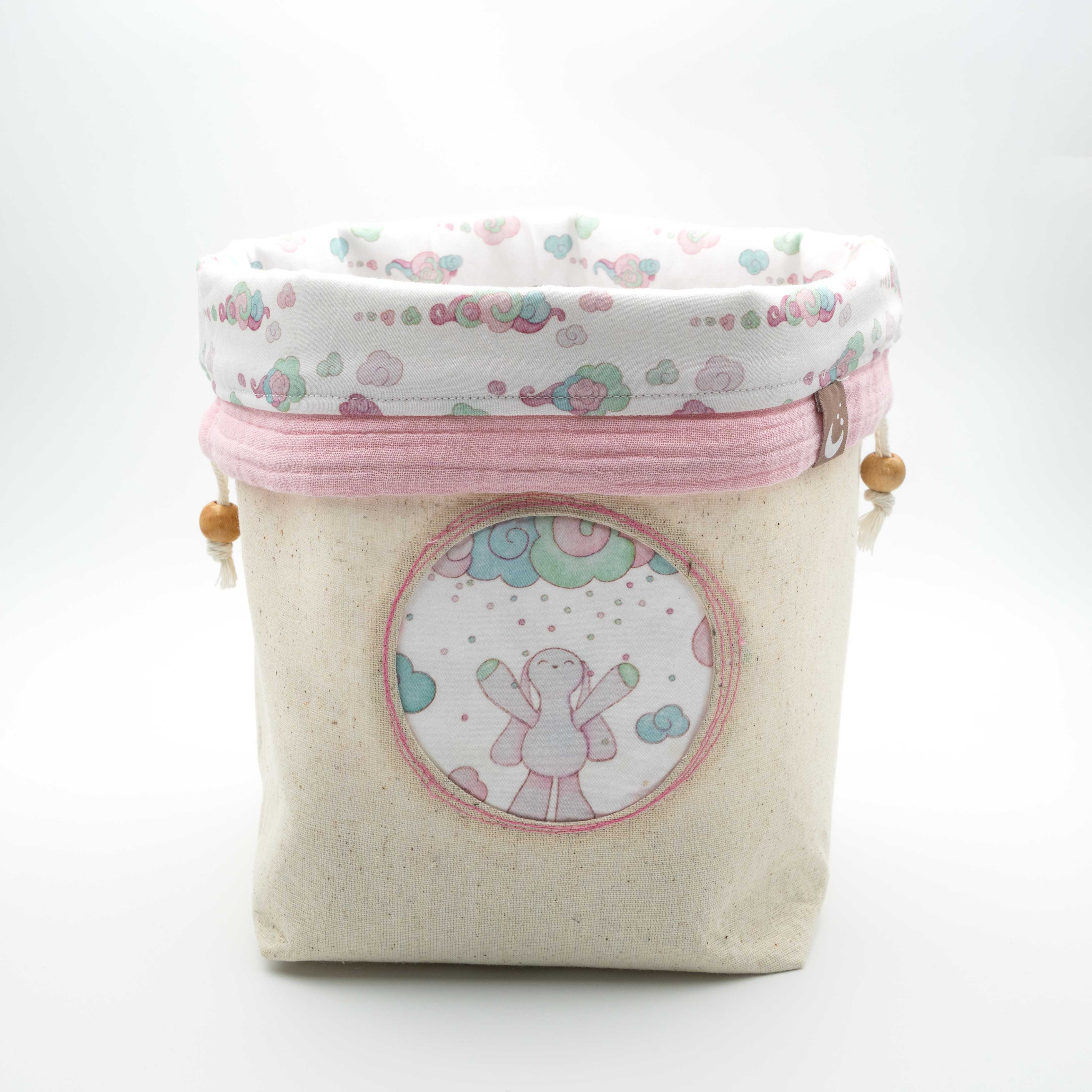 Minty Pinky Fabric Storage Baskets