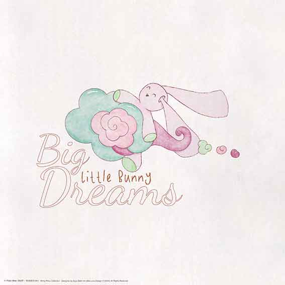 Little Bunny Big Dreams. Minty Pinky Printable Wall Art for Kids Room