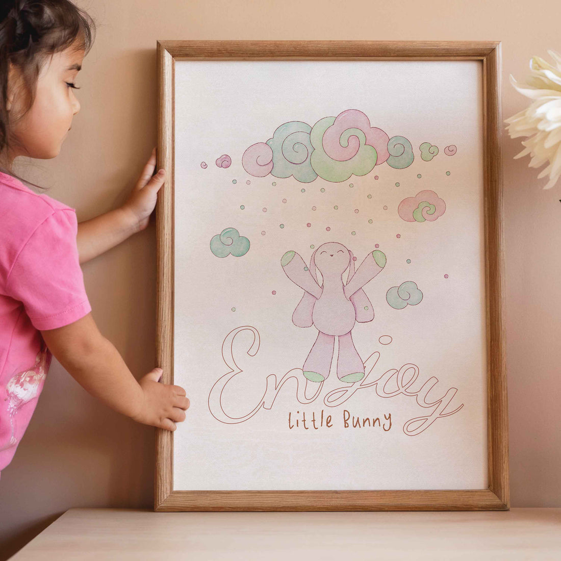 Enjoy Little Bunny Printable Wall Art | Minty Pinky Nursery Poster