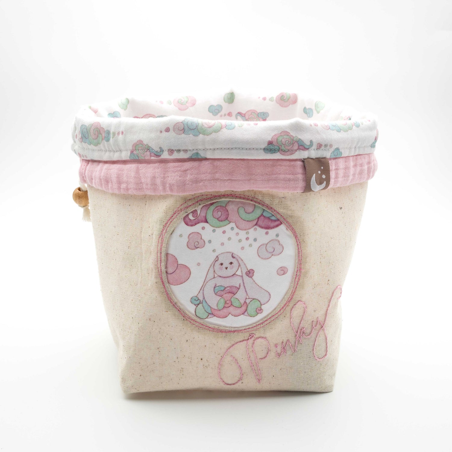 Minty Pinky Fabric Storage Baskets
