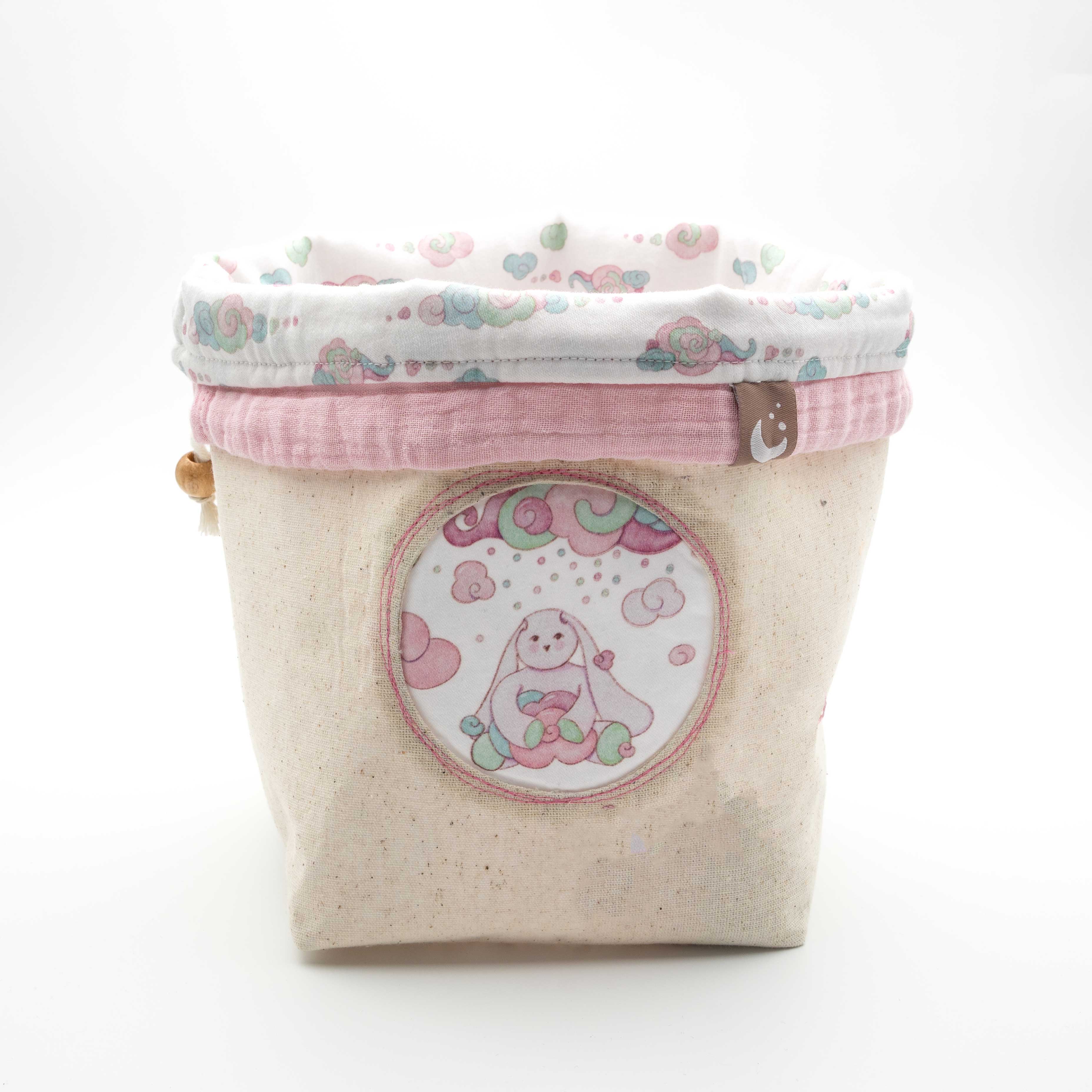 Minty Pinky Fabric Storage Baskets