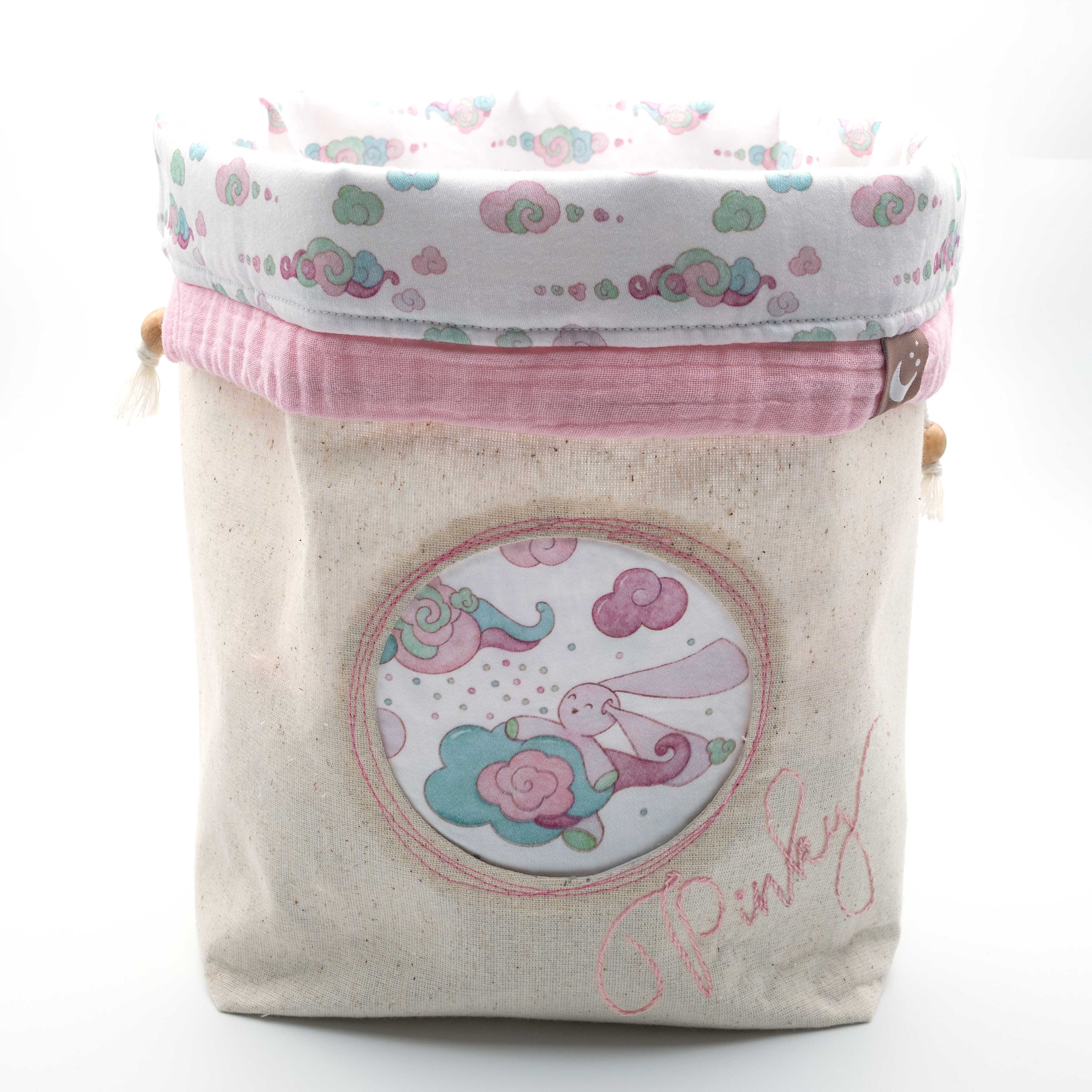 Minty Pinky Fabric Storage Baskets