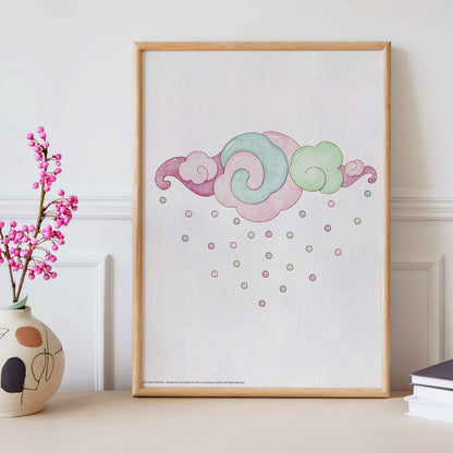 Rainy Day Poster. Minty Pinky Printable Wall Art for Kids Room